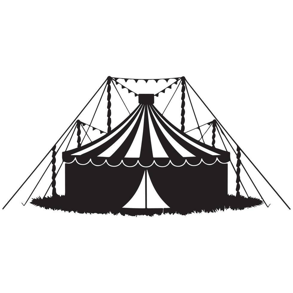 Circus Tent Silhouette with Decorative Poles vector