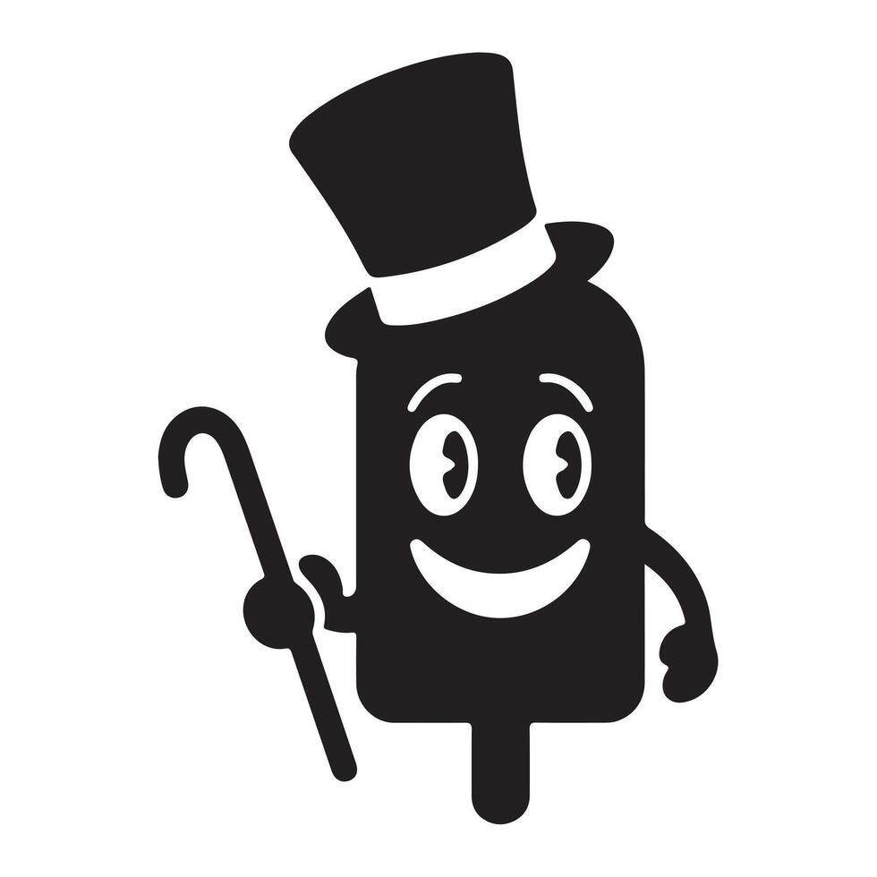 Cute Ice Lolly Silhouette with Smiling Face vector