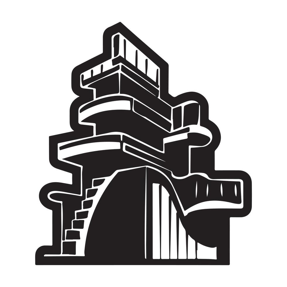 Minimalist Black Silhouette of Abstract Architecture vector