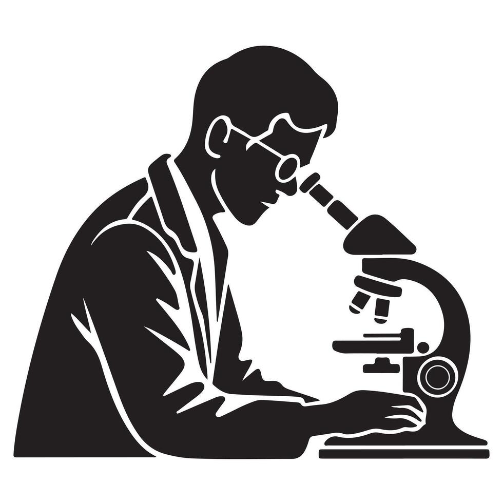 Side View Silhouette of Biologist with Bold Thick Outline vector