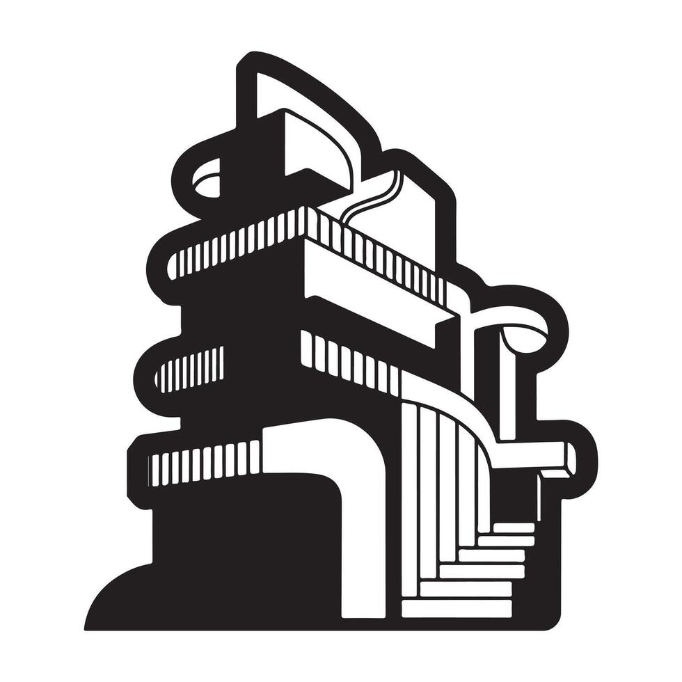 Geometric Abstract Architecture Silhouette Side View vector
