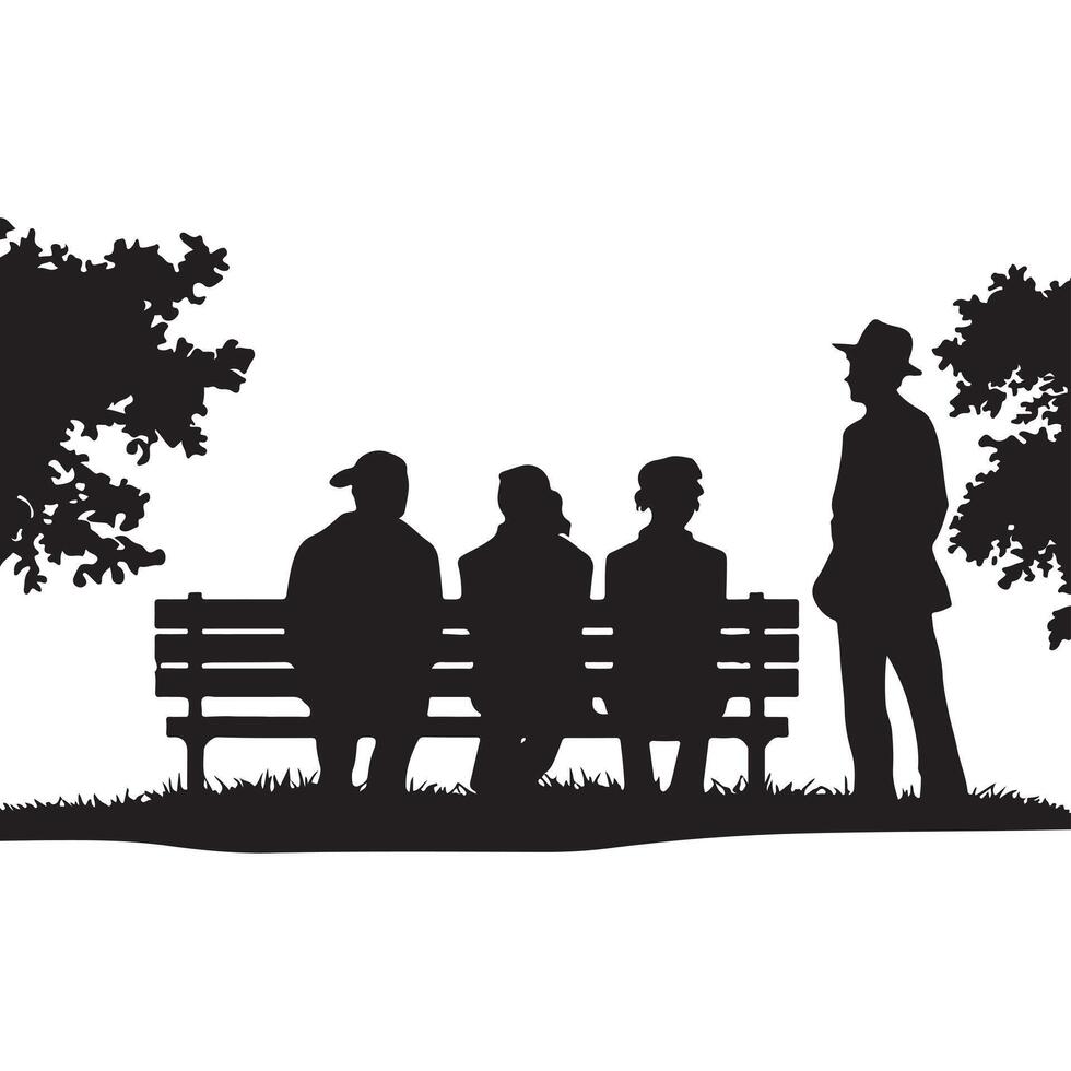 People Sitting Silhouette in Minimalist Style vector