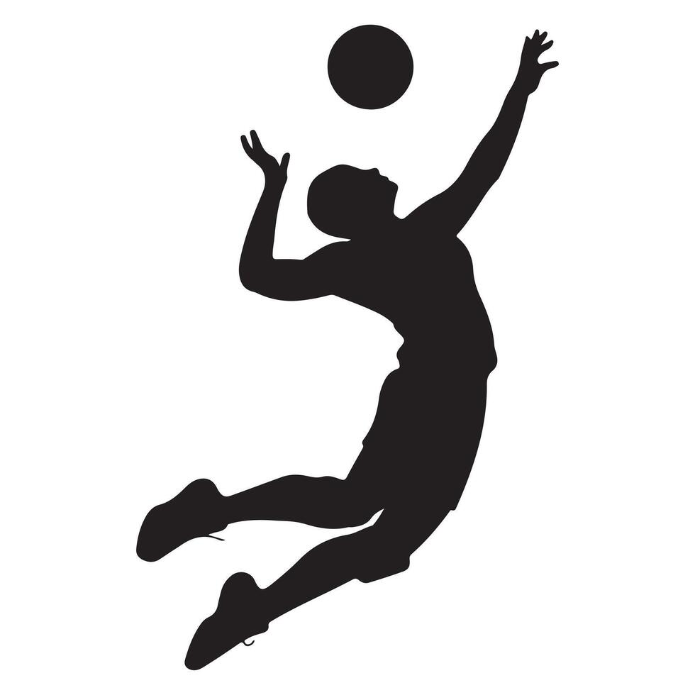 Black Silhouette of Volleyball Player on White Background vector