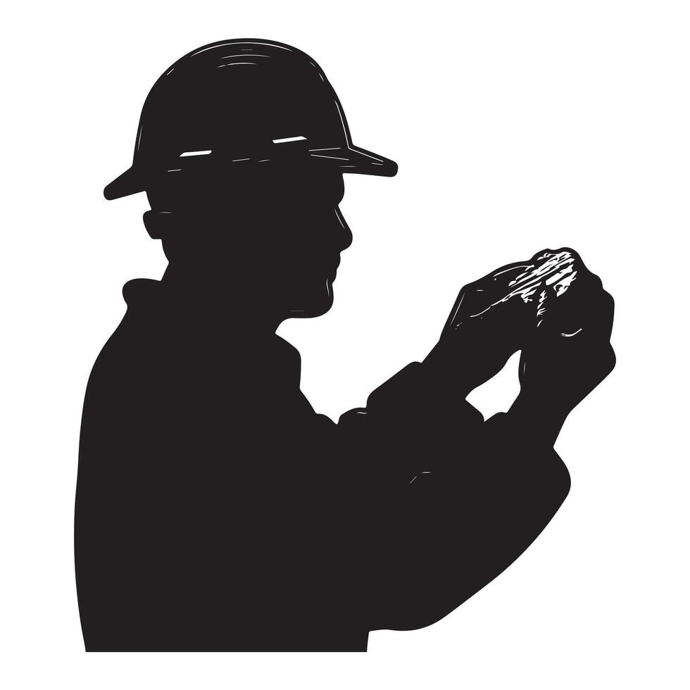 Minimalist Black Silhouette of Geologist in Side View vector