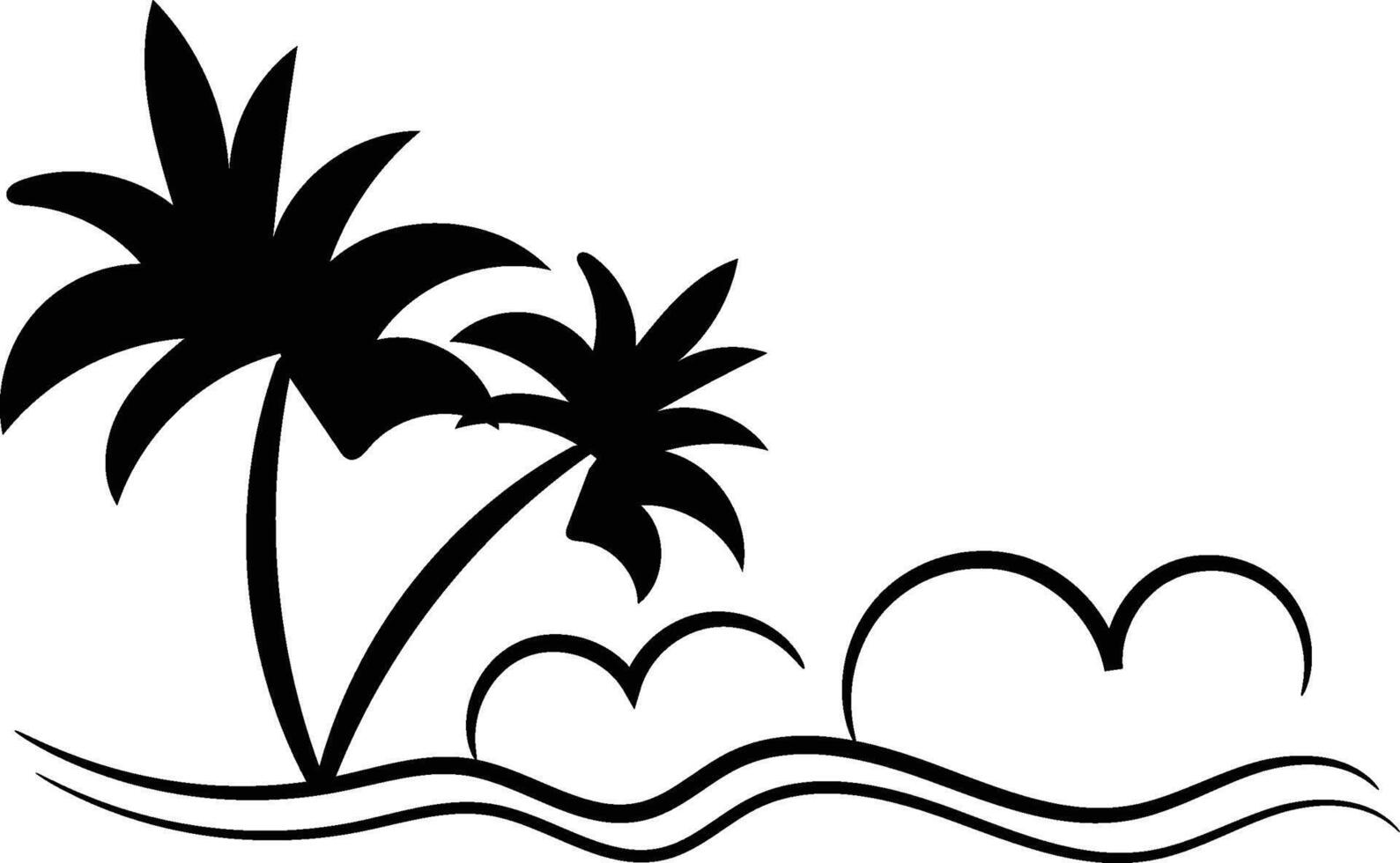 Black Silhouette of Palm Trees on a Beach vector