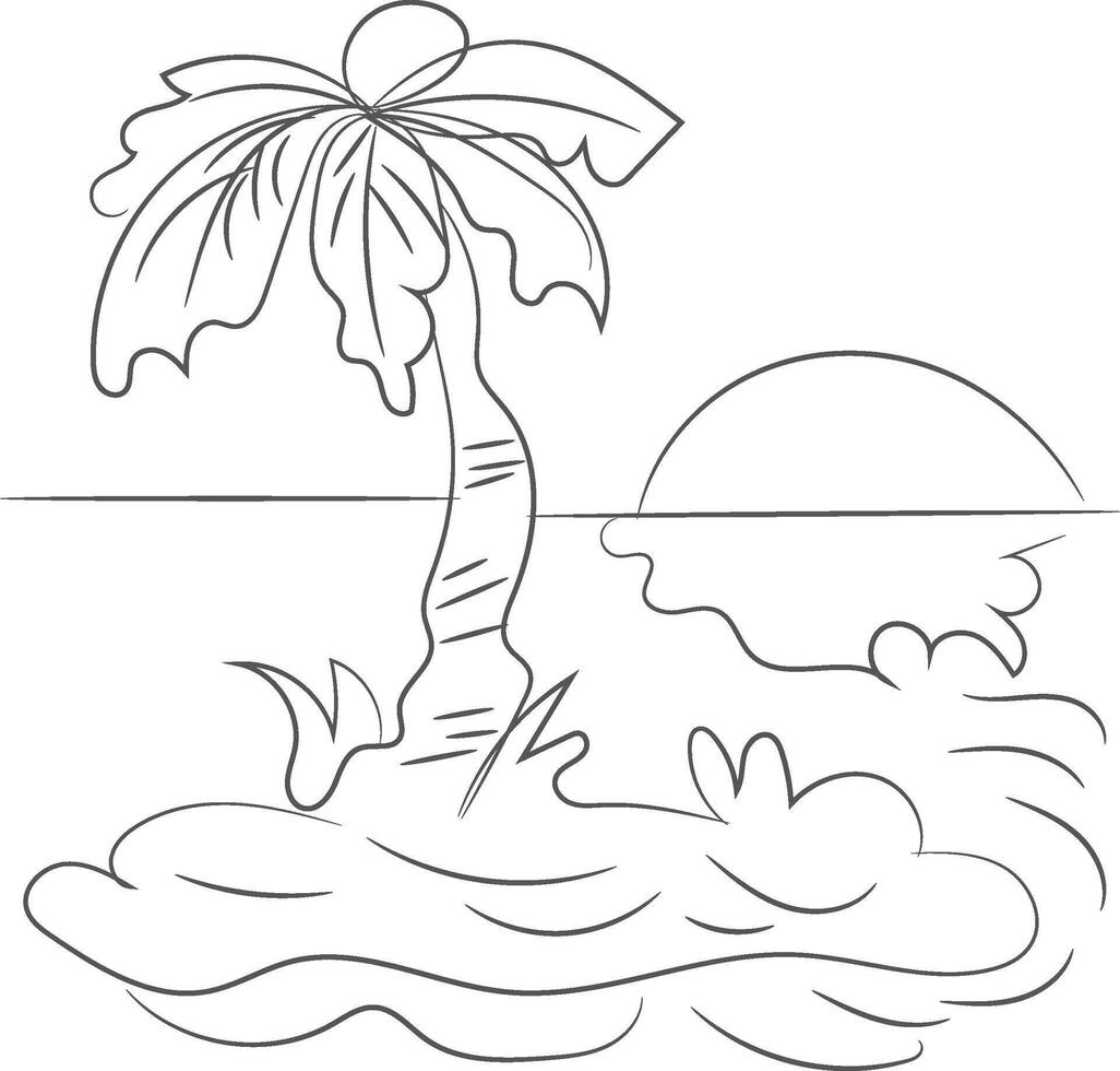Palm Tree on Island at Sunset vector