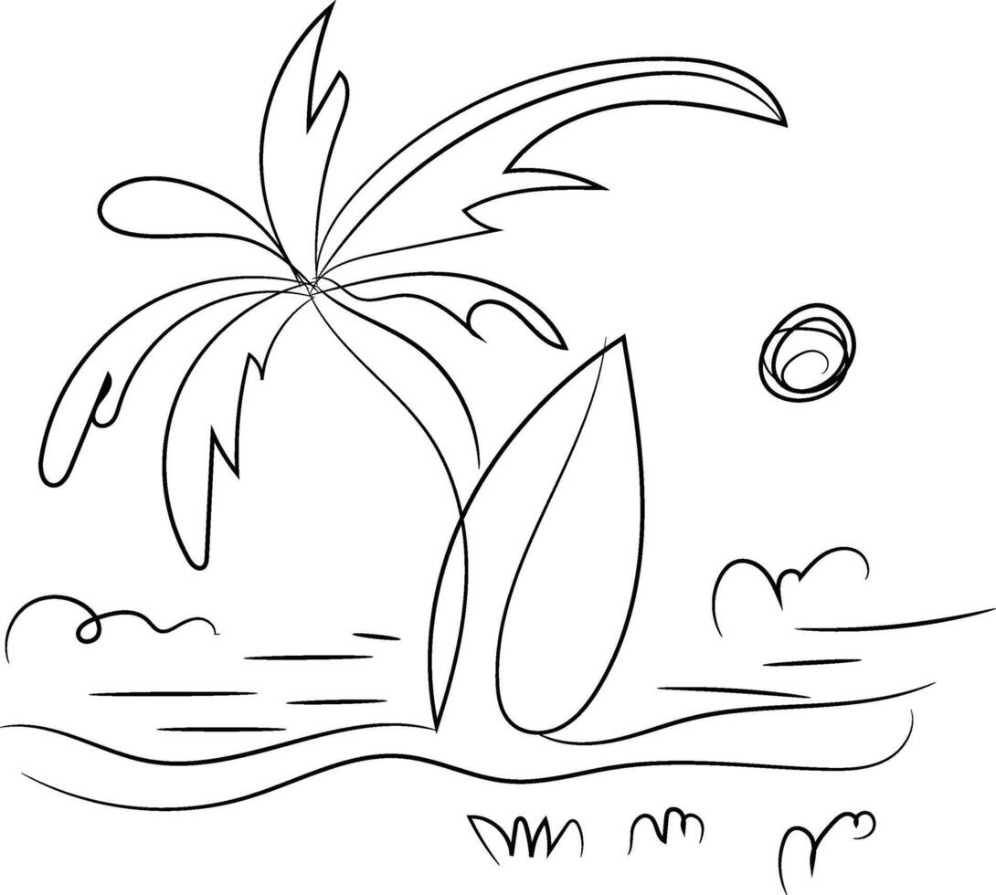 Palm Tree by a Ocean vector