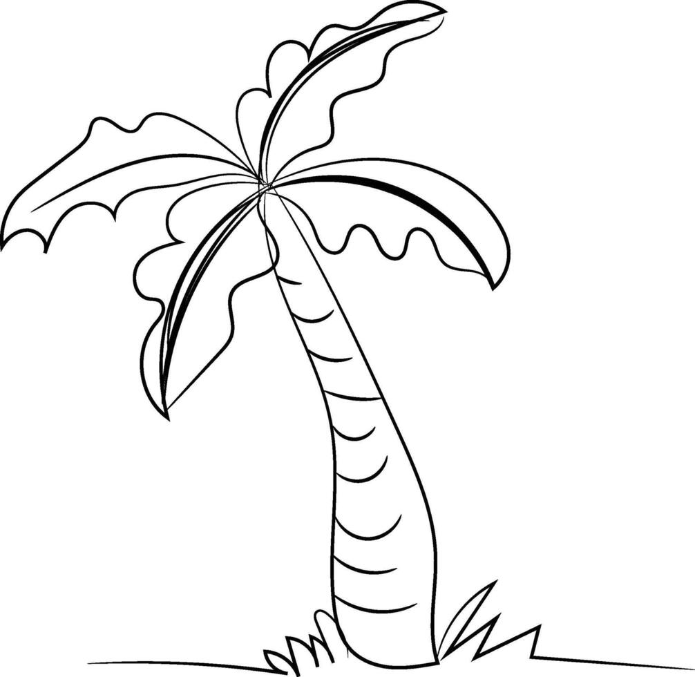 Simple Line Drawing of a Palm Tree vector