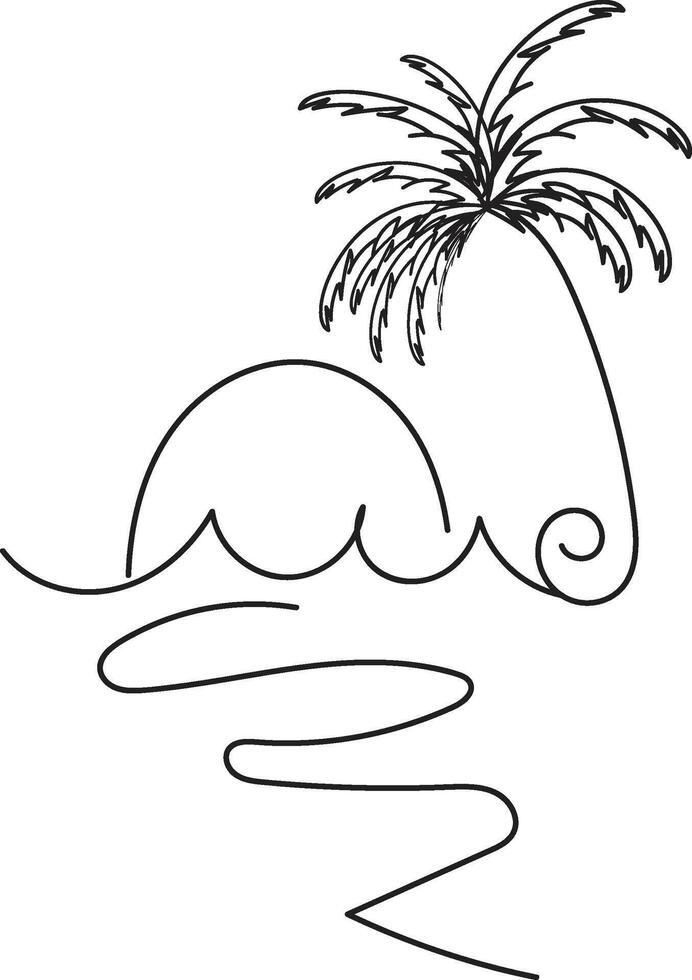 Supper Palm Trees by the Ocean Line Art vector