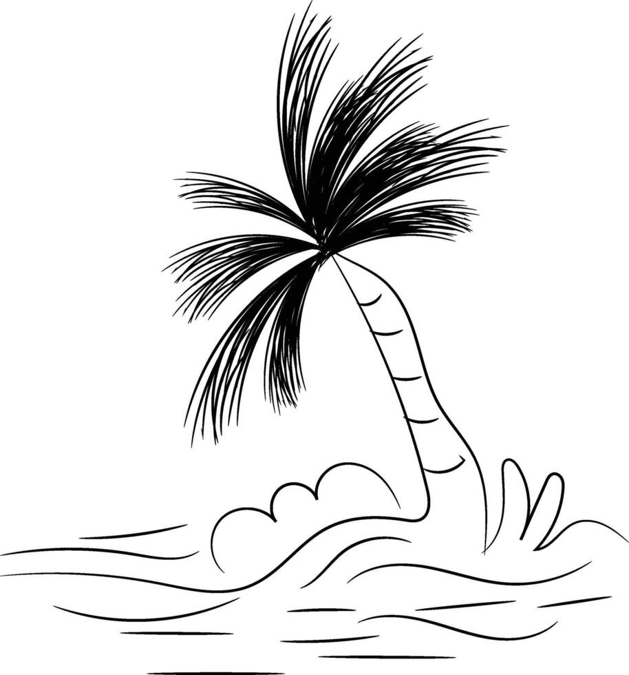 A Palm Tree on a Small Island in the Ocean vector