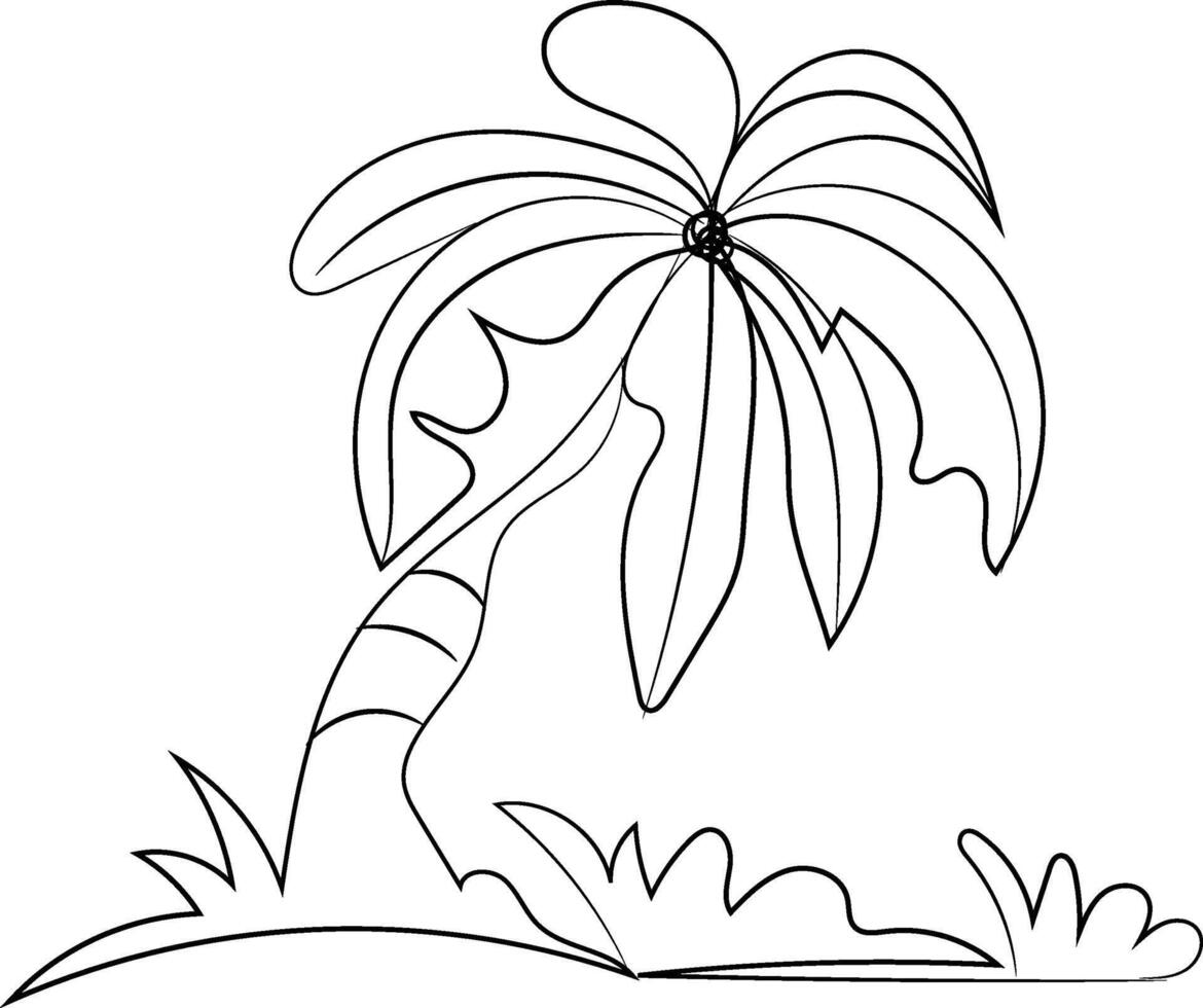 Single Line Drawing of a Palm Tree vector