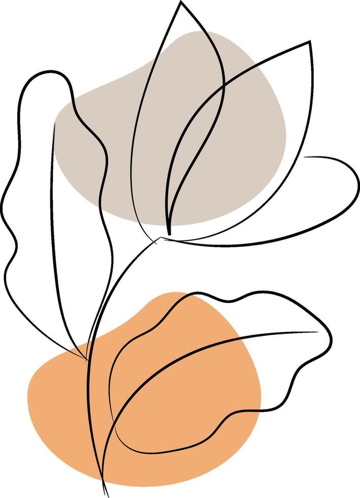 Floral Line Art with Neutral Colors vector