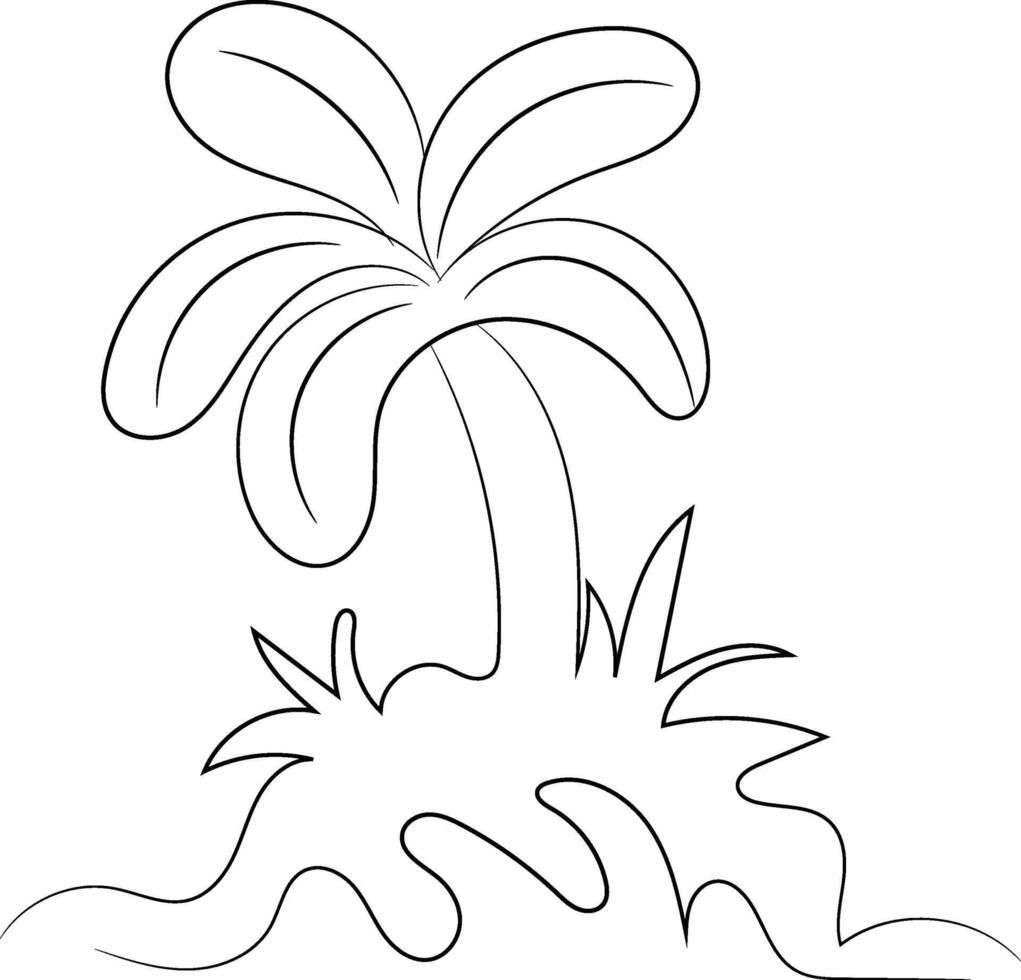 Crteative Line Drawing of a Palm Tree and Grass vector