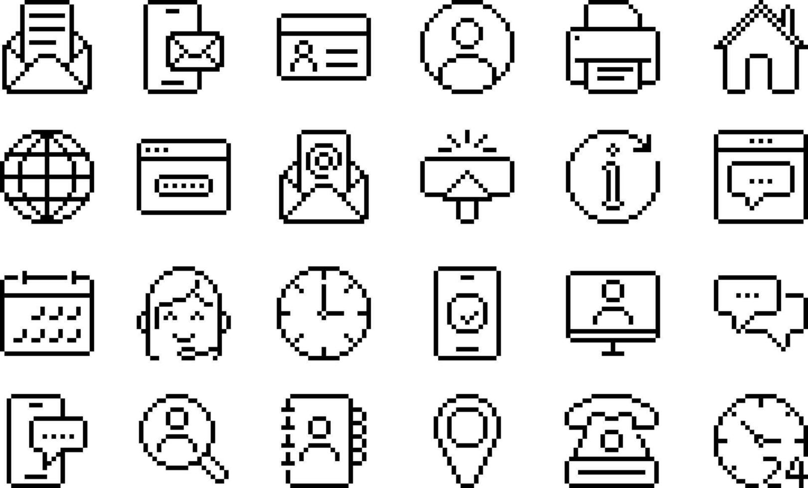 set of contact us pixel icons. Customer servicre, support, email, phone and more vector