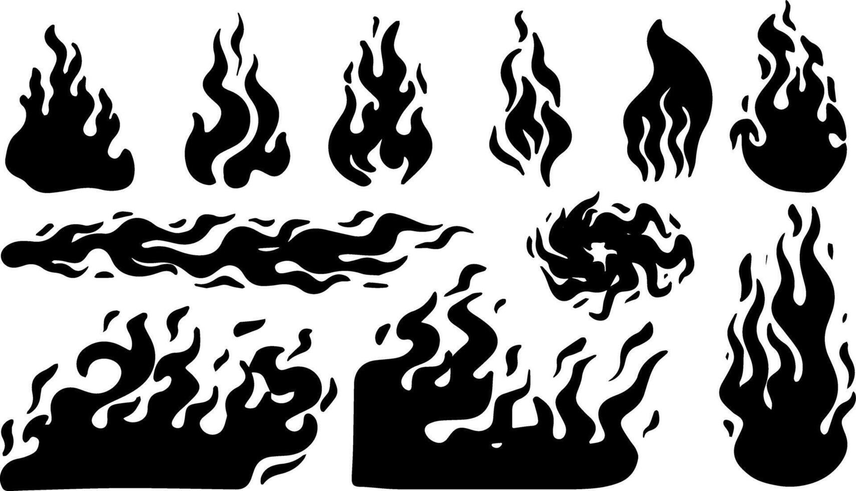 set of fire illustration vector