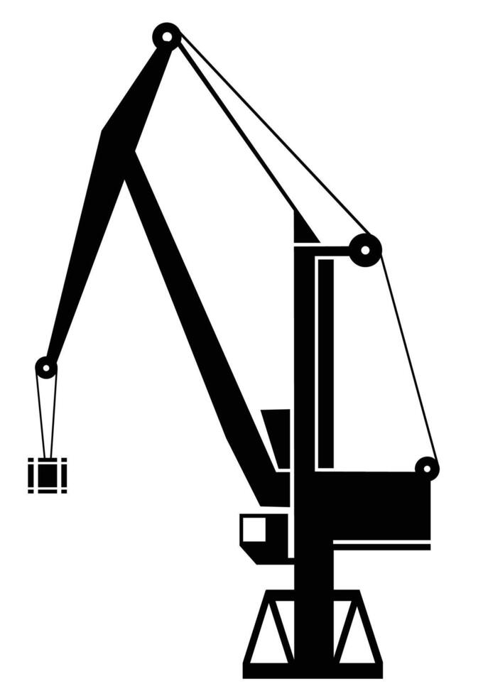 A black and white illustration of a crane vector