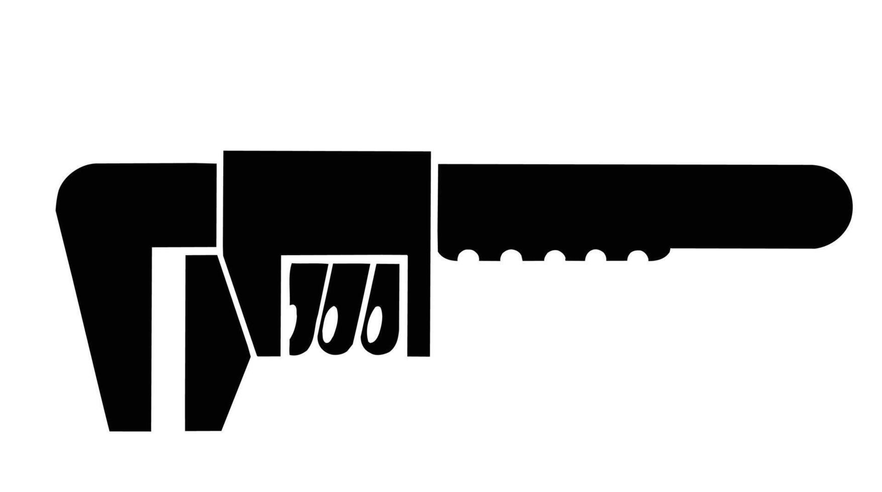 A black and white illustration of a wrench vector
