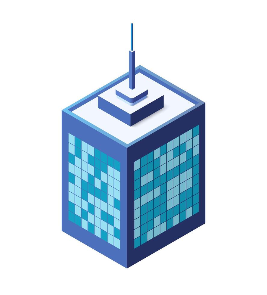 Isometric skyscraper building icon illustration vector