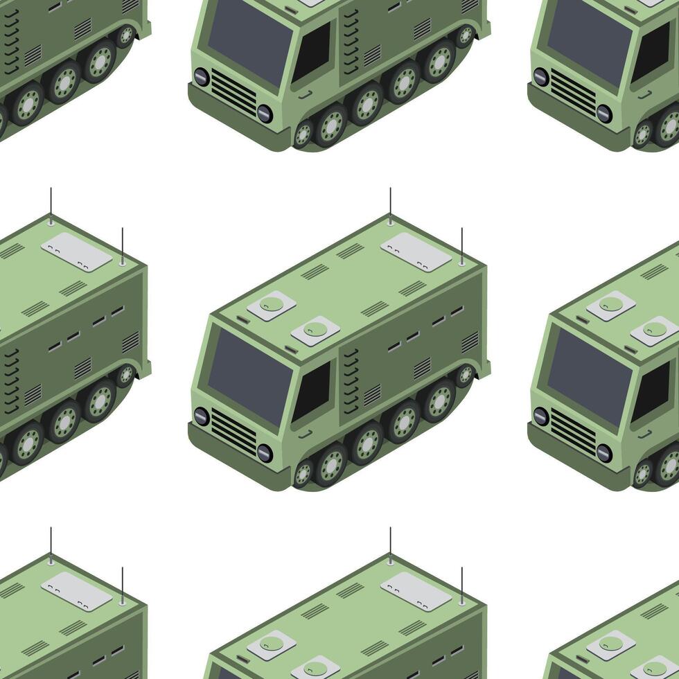 A pattern of military vehicles a white background vector