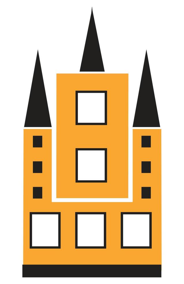 A castle icon with a black and yellow color scheme vector