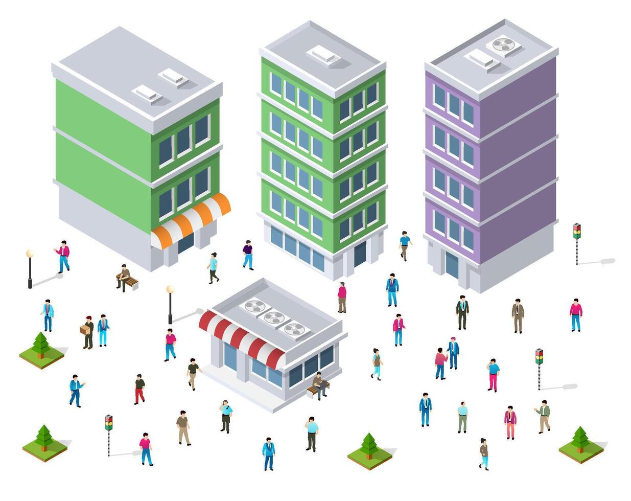 Isometric city sset vector