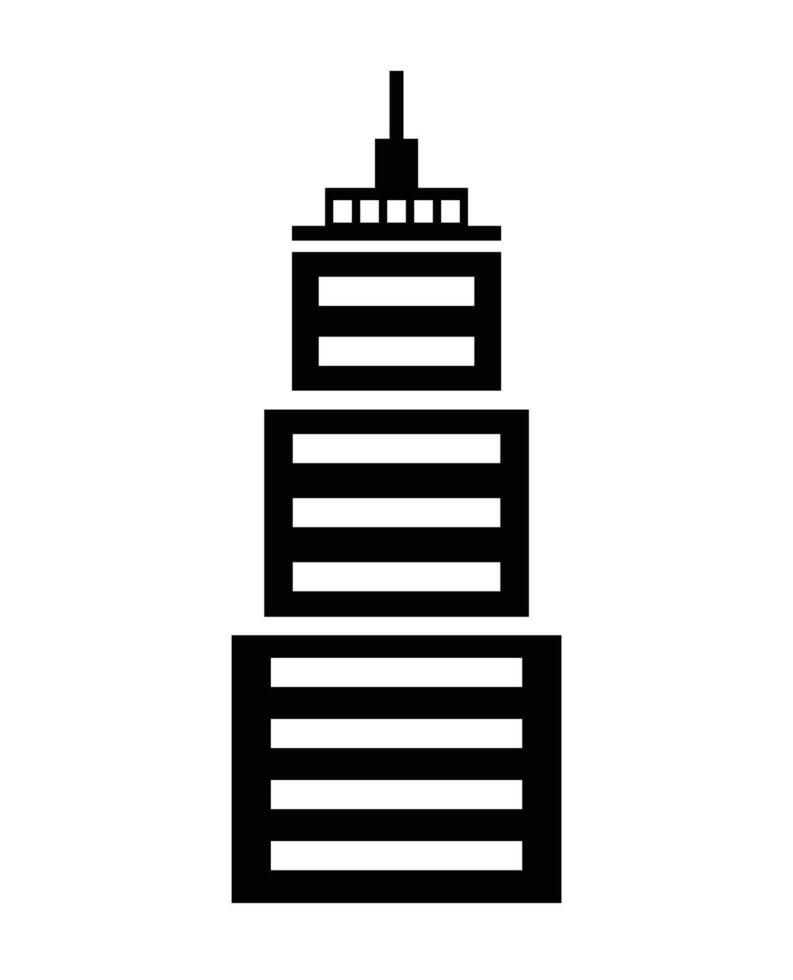 A black and white illustration of a tall building. vector