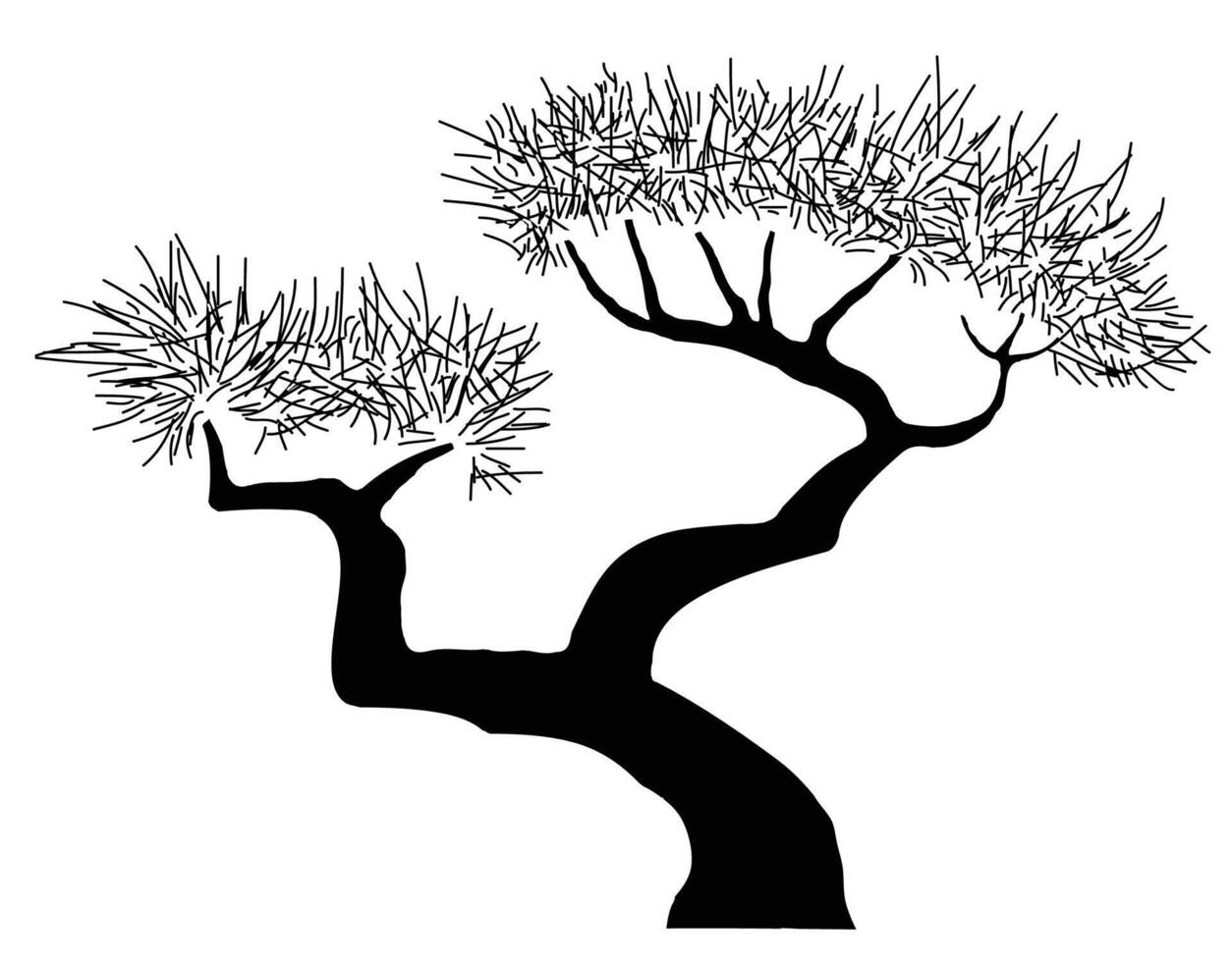 A black and white drawing of a tree vector
