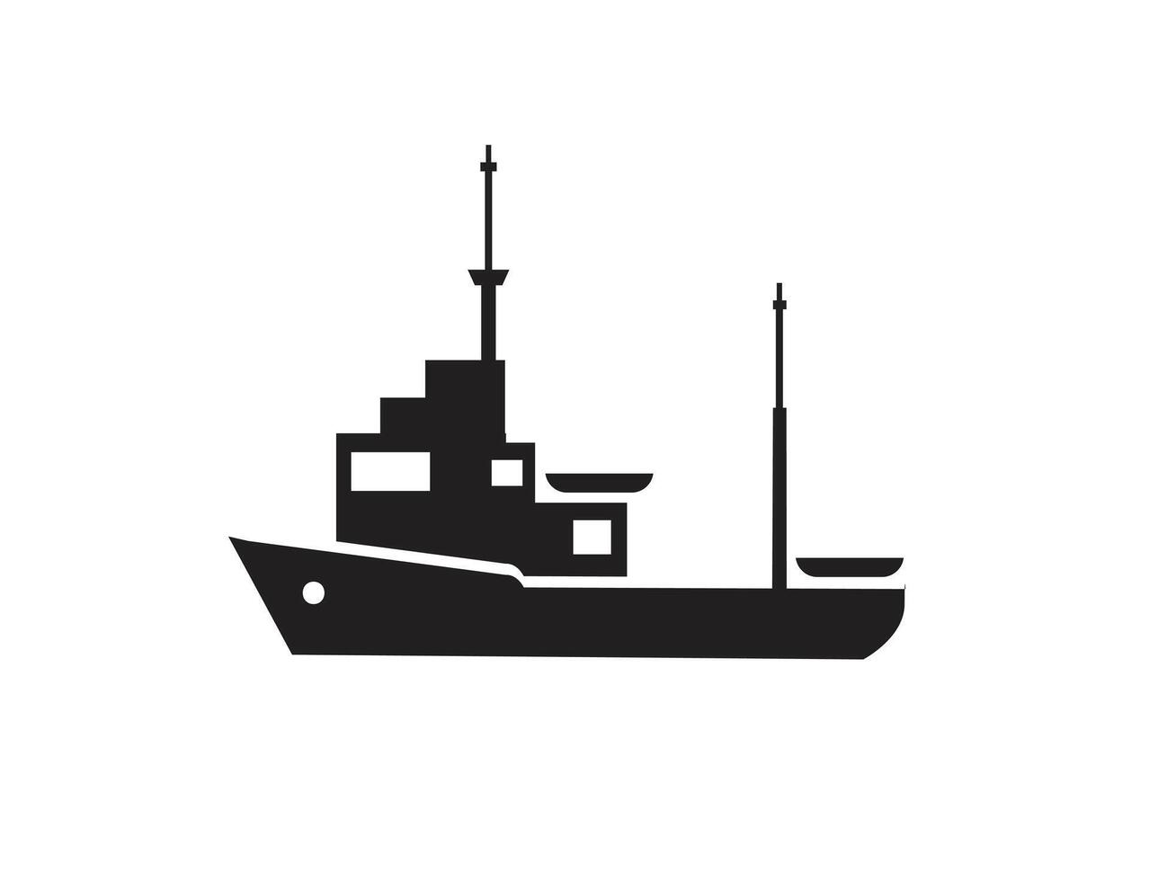A black and white illustration of a boat vector