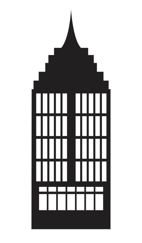 A black and white illustration of a tall building vector