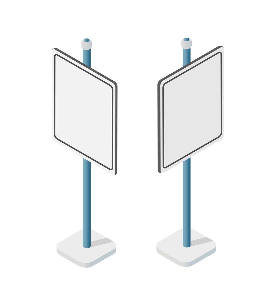 Two blank signs on poles with a white background vector