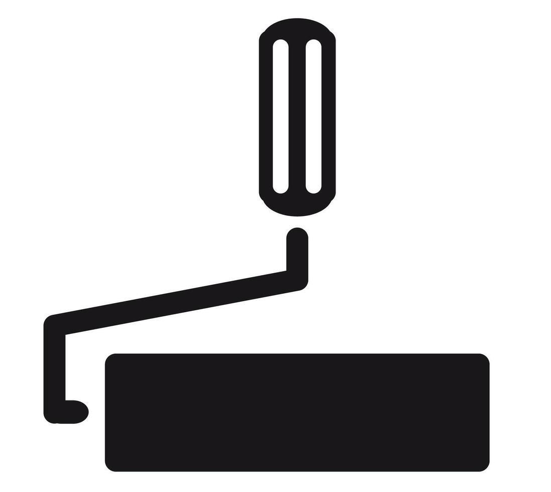A black and white icon of a paint roller vector