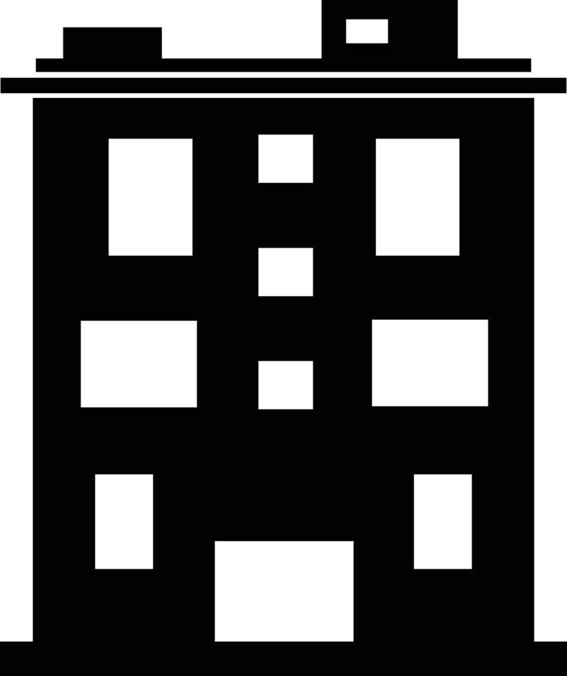 A black and white building icon vector