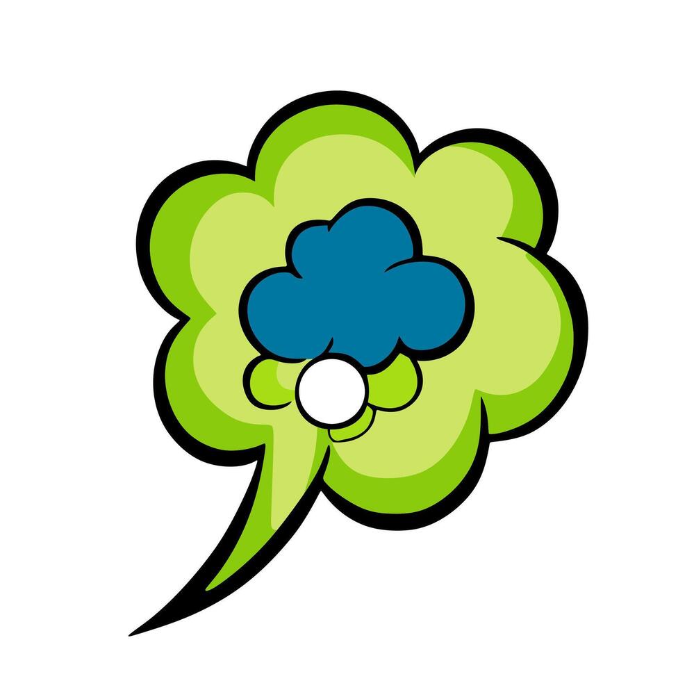 Green thought bubble communicating with blue cloud inside vector