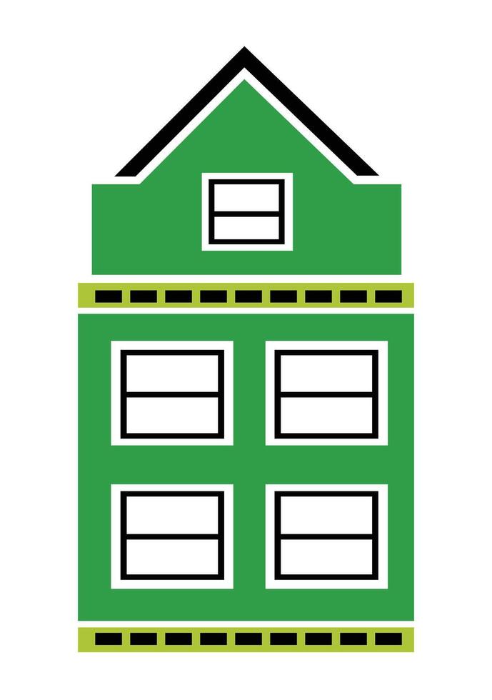 A green house with windows and a green roof vector