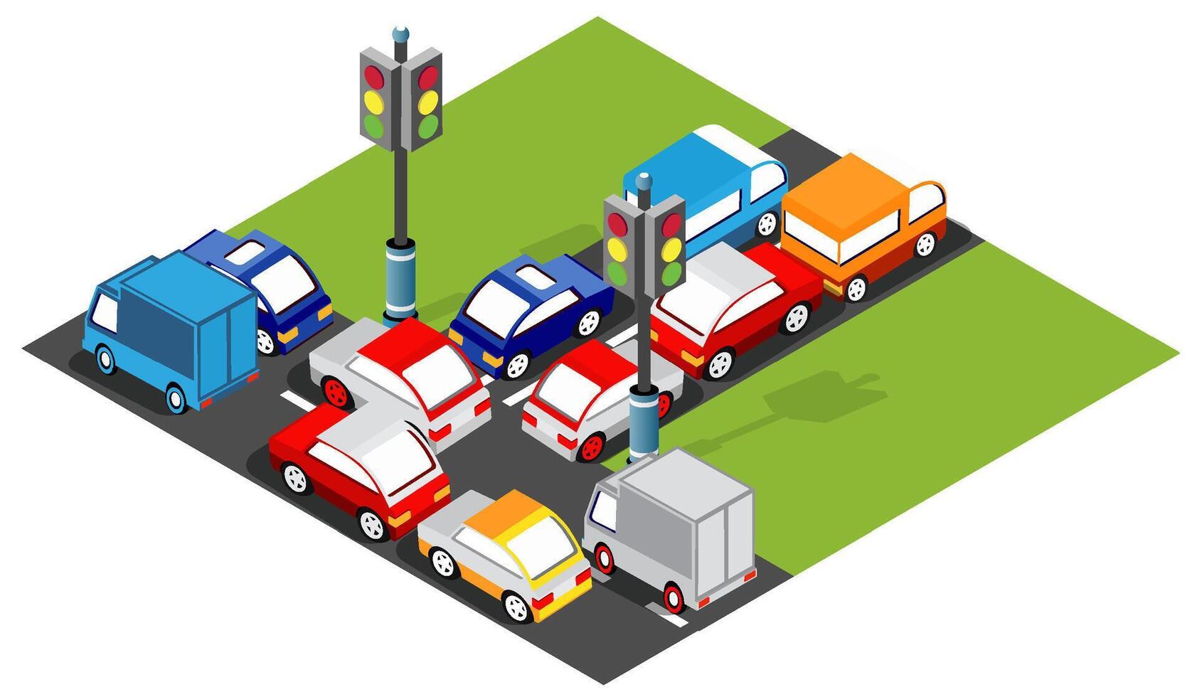 Traffic jam isometric vector