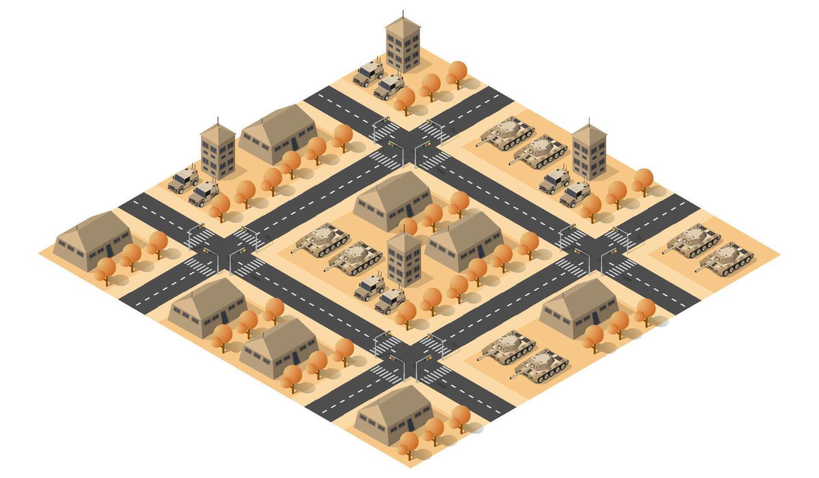 Isometric city with buildings and trees6 vector