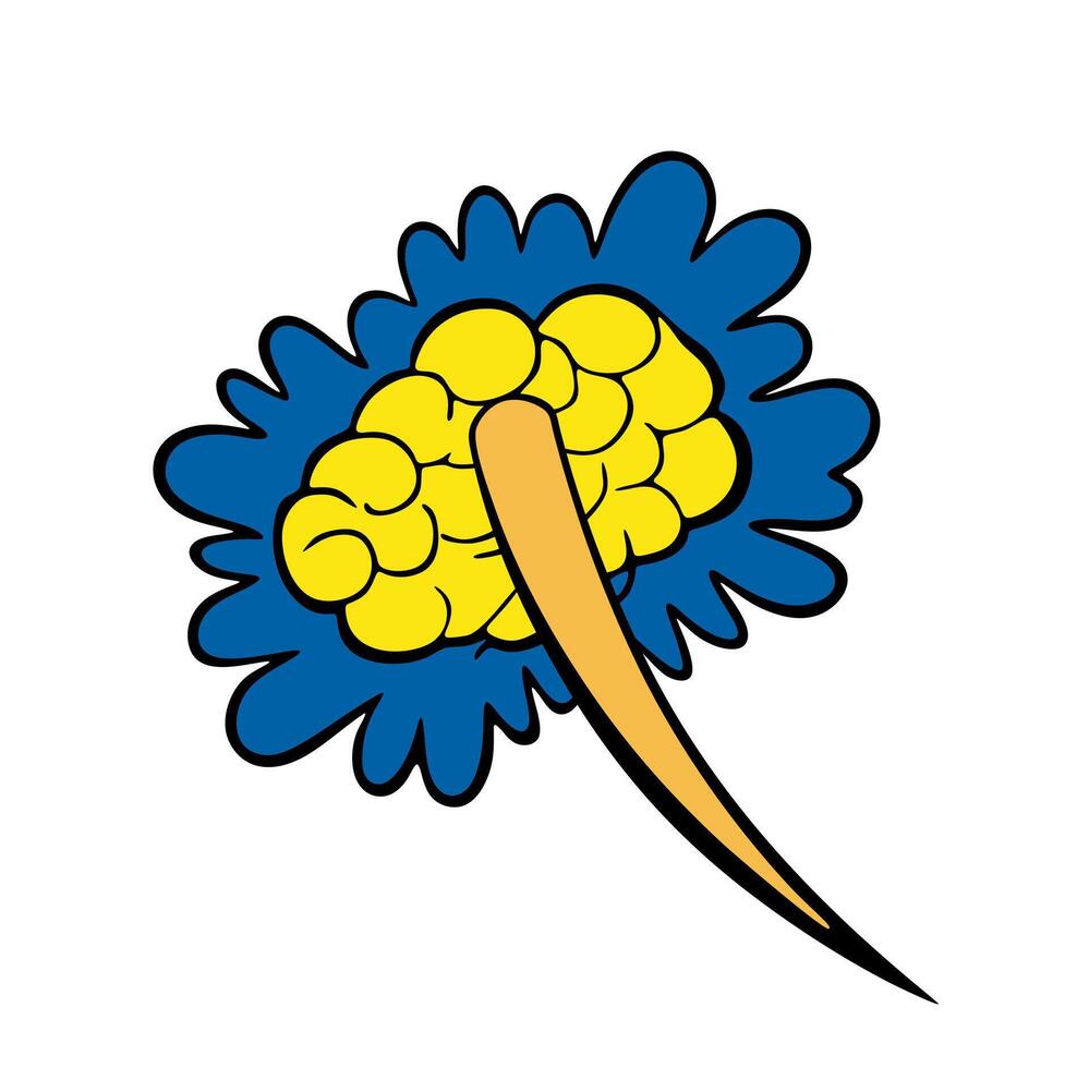 Brain pierced by a needle symbolizing mental health issues vector