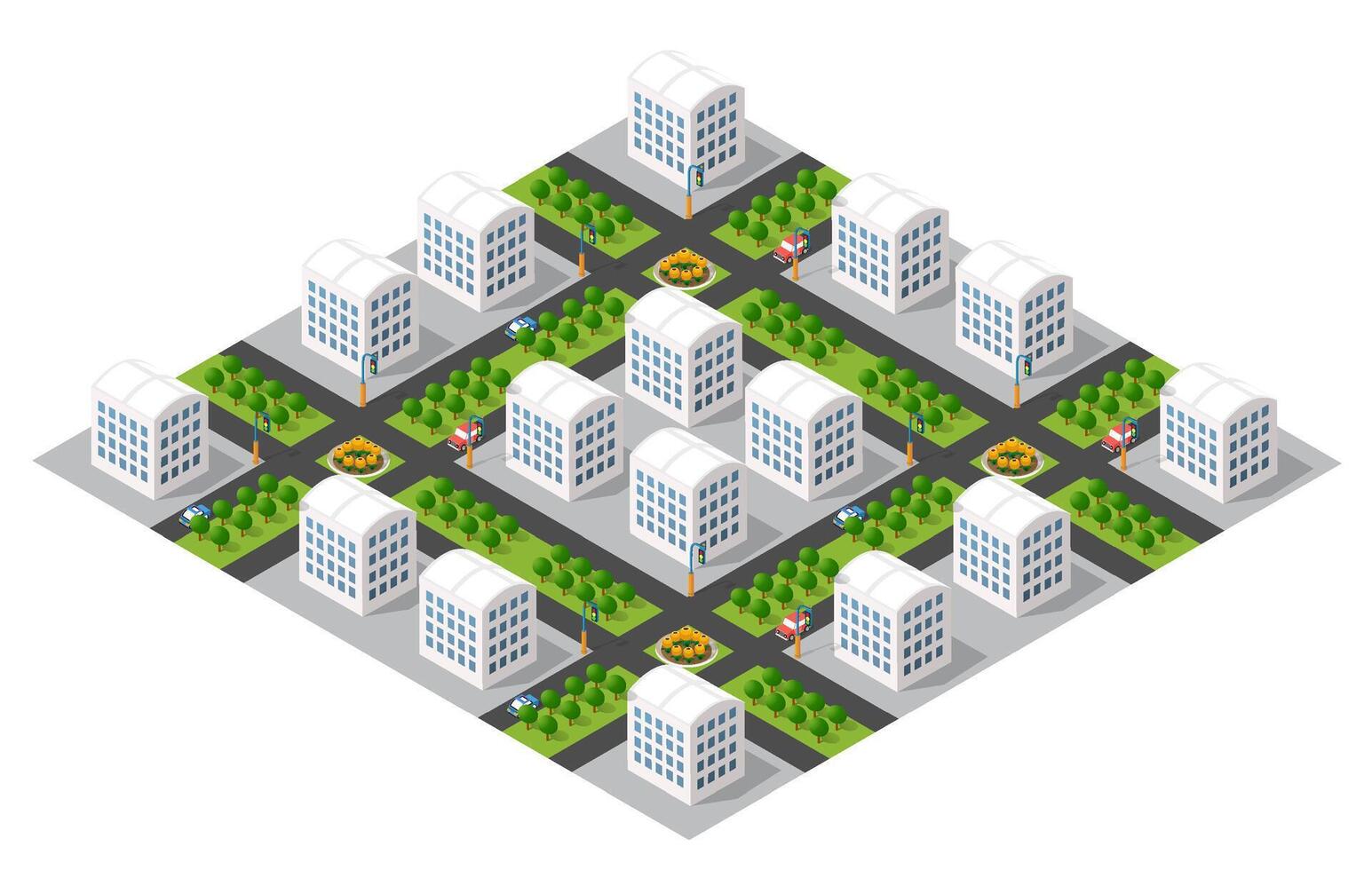 Isometric city with buildings and trees25 vector