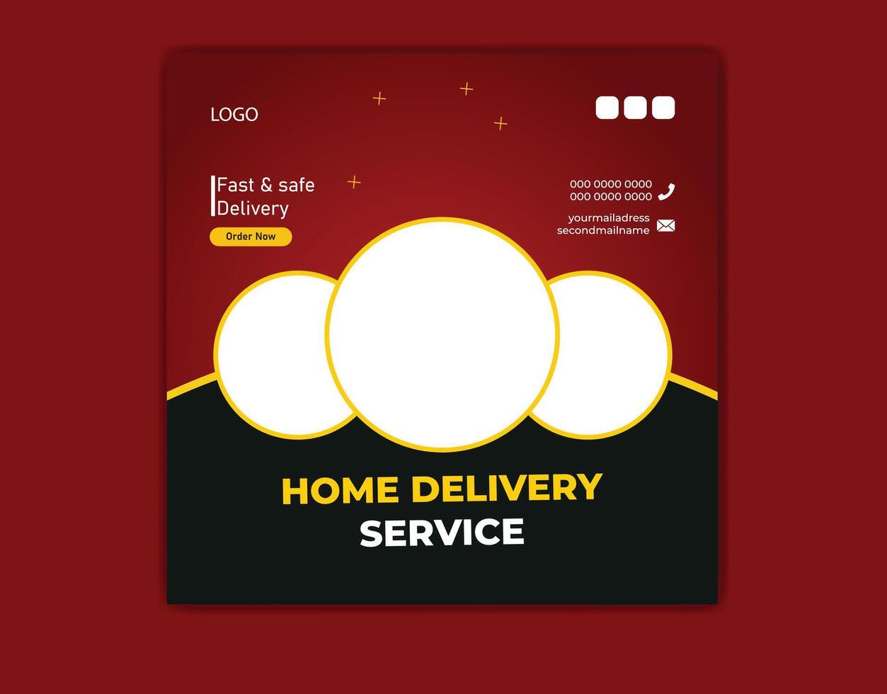 home delivery service post template vector