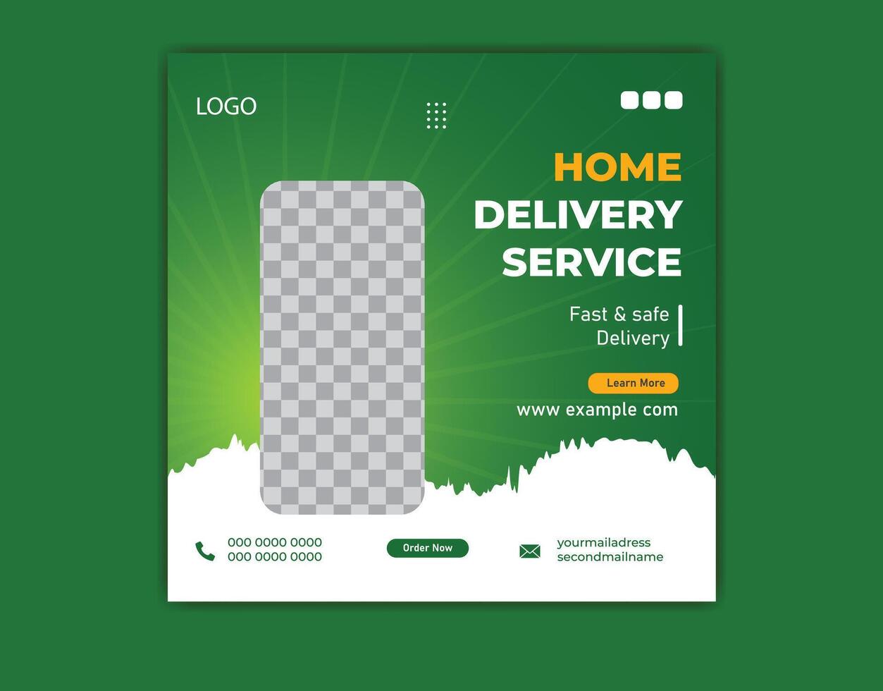 Online Order Social Media Post Template for Food and Grocery Service vector