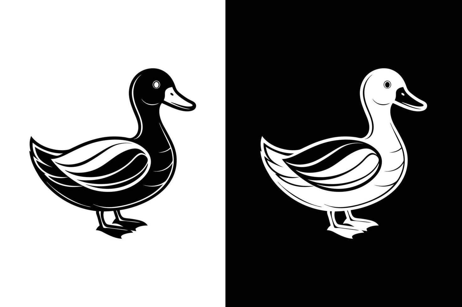 Duck Icon on Black and White Background design vector