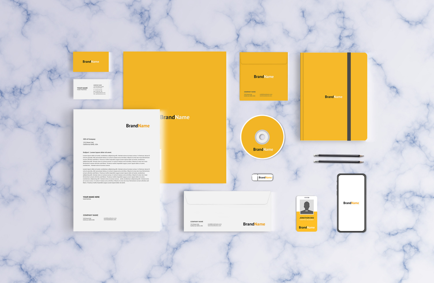 Stationary Mockup with notebook and letterhead psd