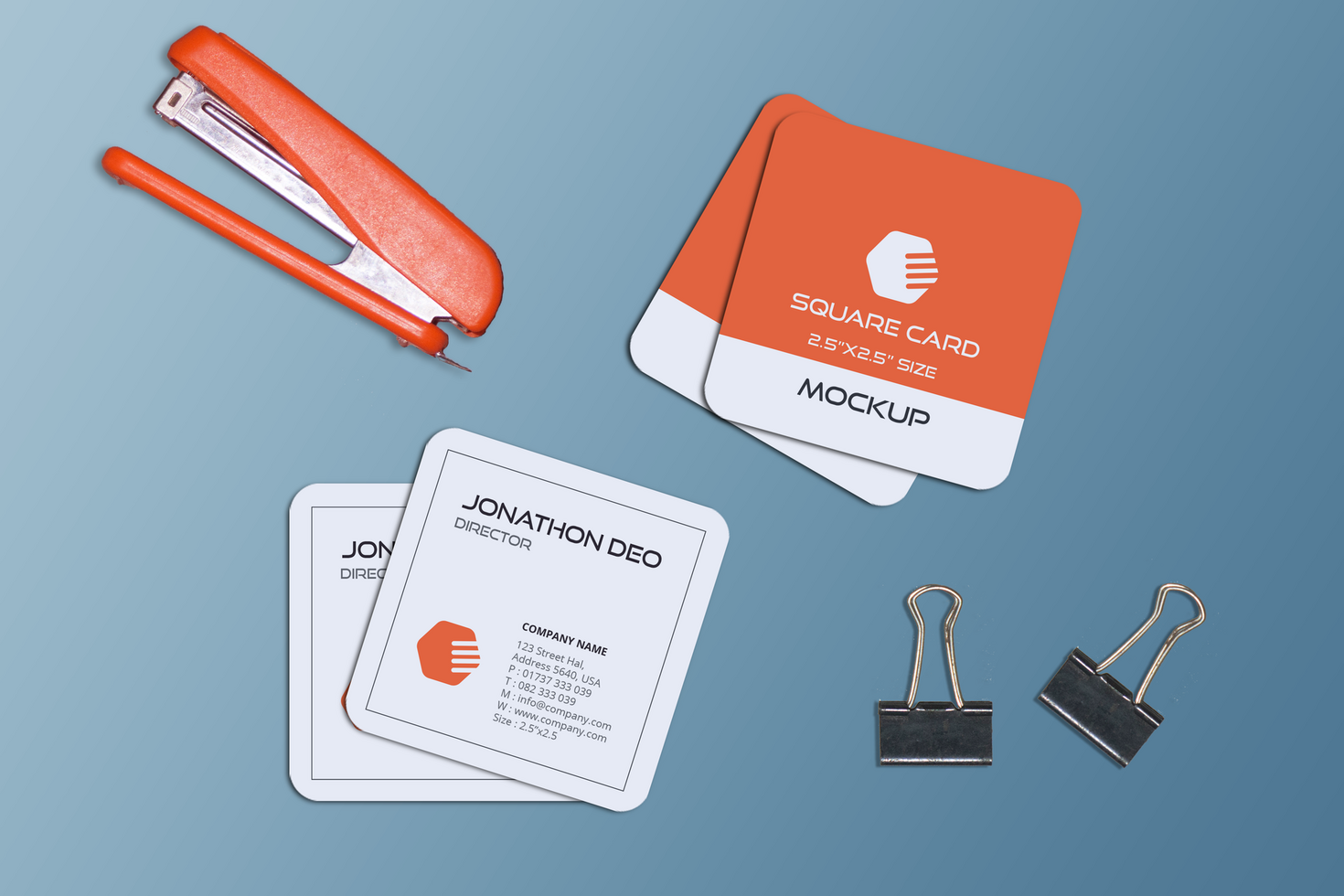 Round Square Tow Business Card Mockup psd