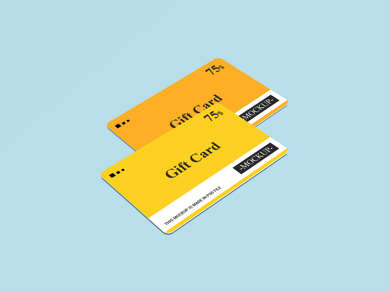 Two Front and Back Gift Card Mockups psd