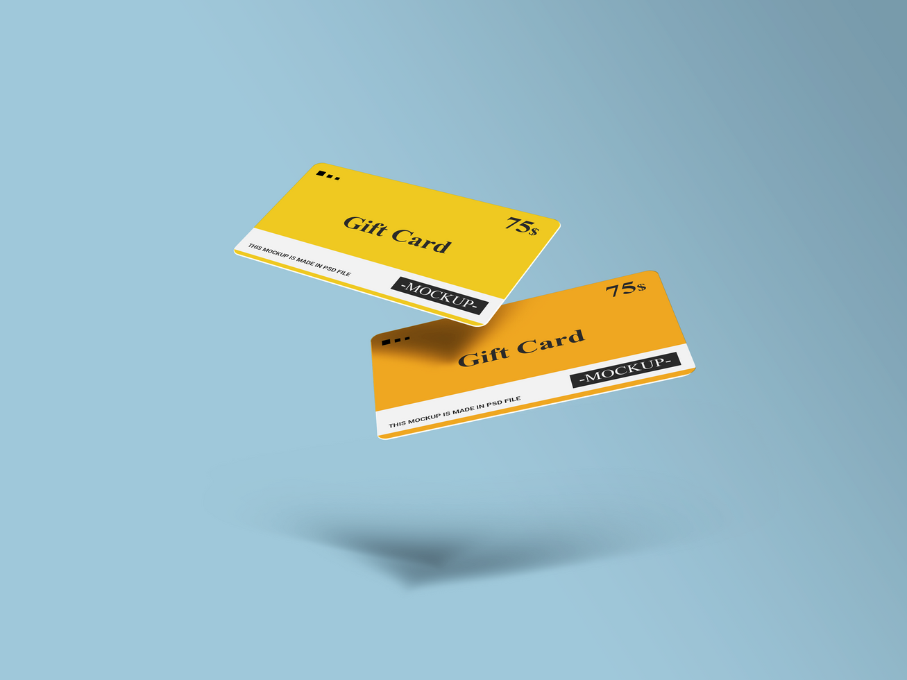 Two Front and Back Flying Style Gift Card Mockups psd