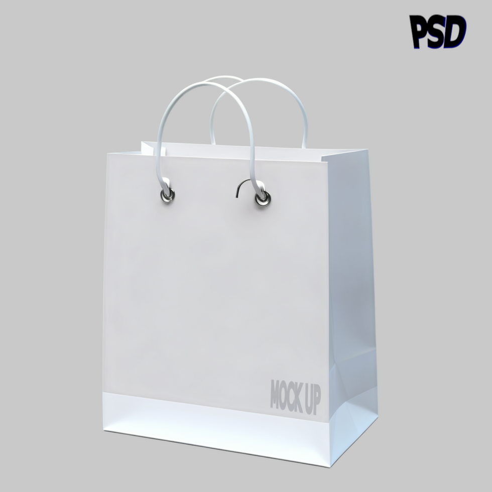 A simple white shopping bag for promoting modern, sustainable brands with clear, adaptable branding space. psd