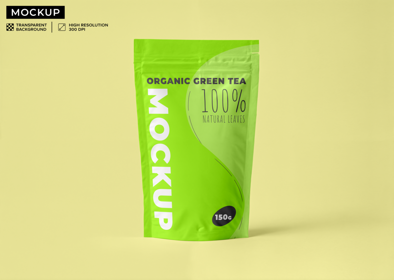 Stand-up pouch mockup of herbs in scenery psd