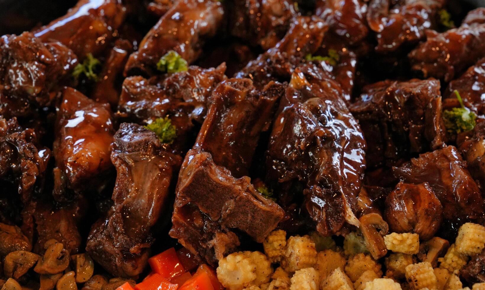 spare ribs with barbeque sauce photo