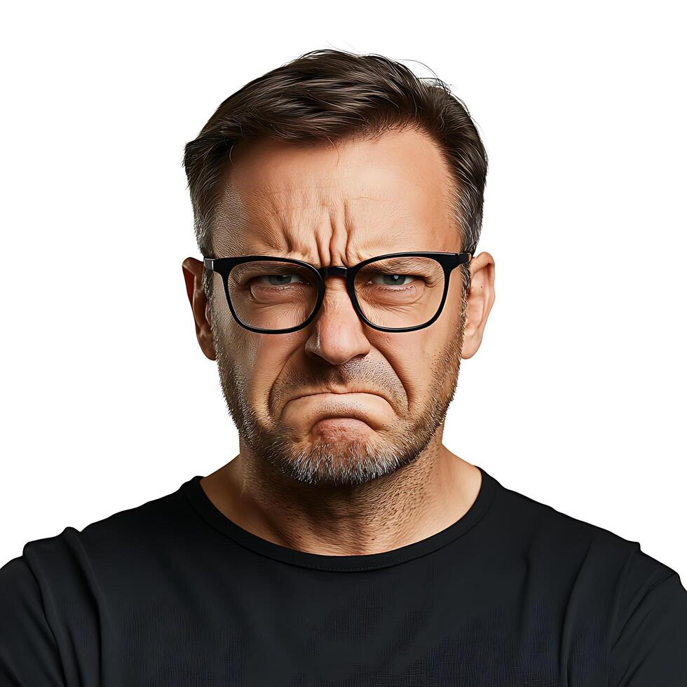 Middle Aged Man Angry Isolated Expression photo