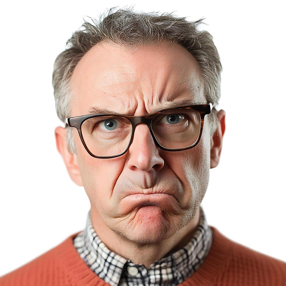 Angry Middle Aged Man Isolated Expression photo
